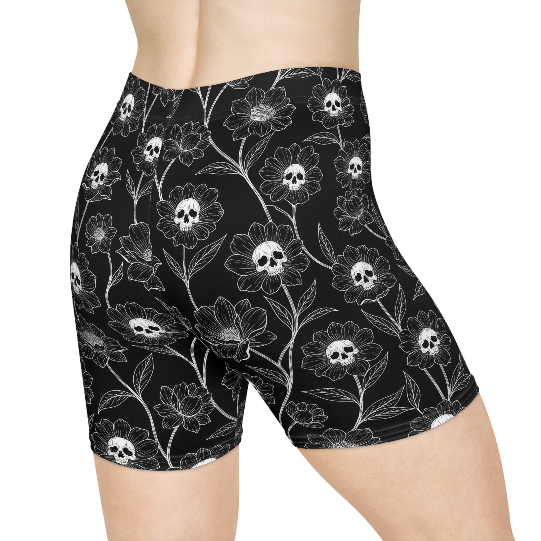 Skullflower Meadow Biker Shorts