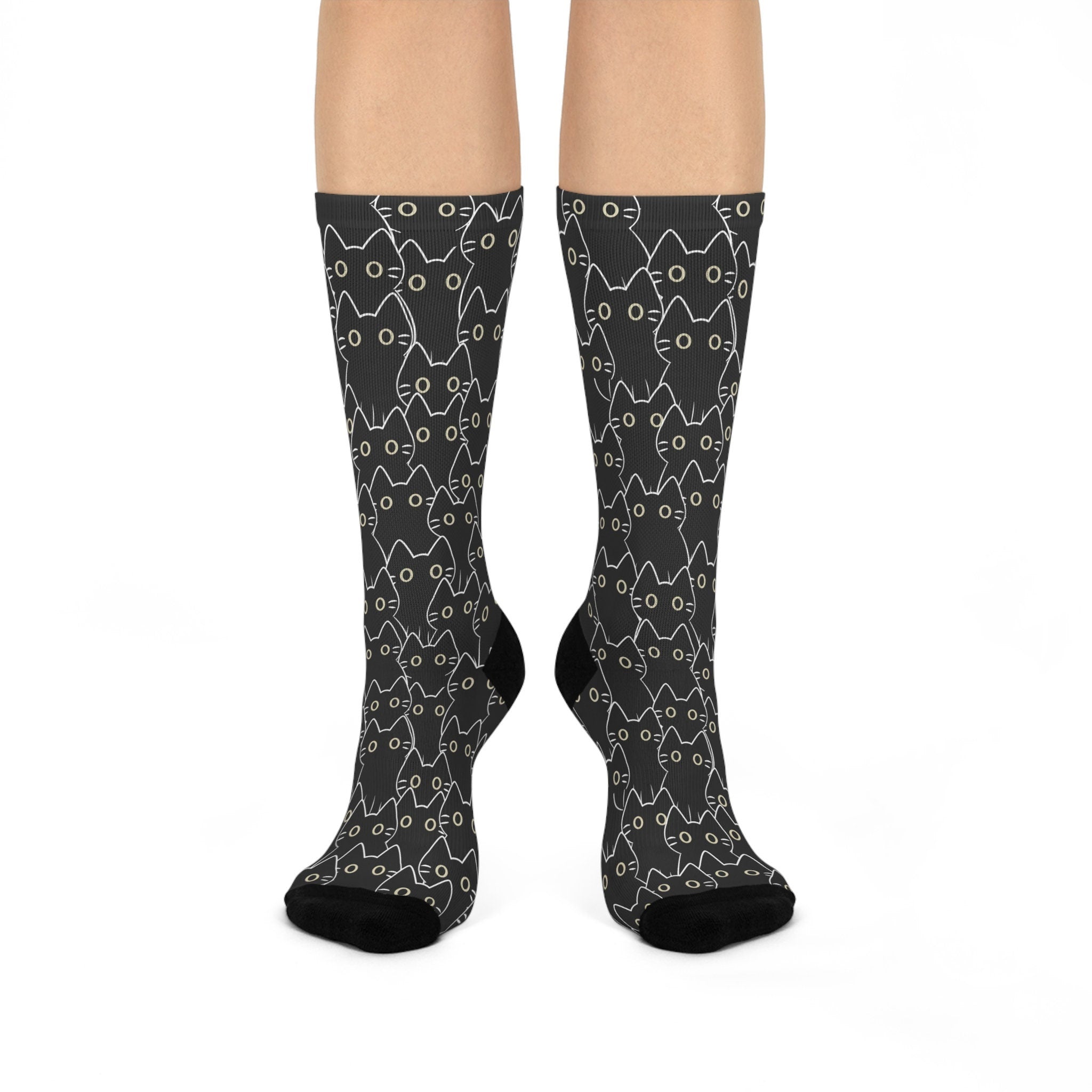 Black Cat Socks, Cute Kawaii Witchy Socks, Goth Gift, Womens Adults Unisex Socks