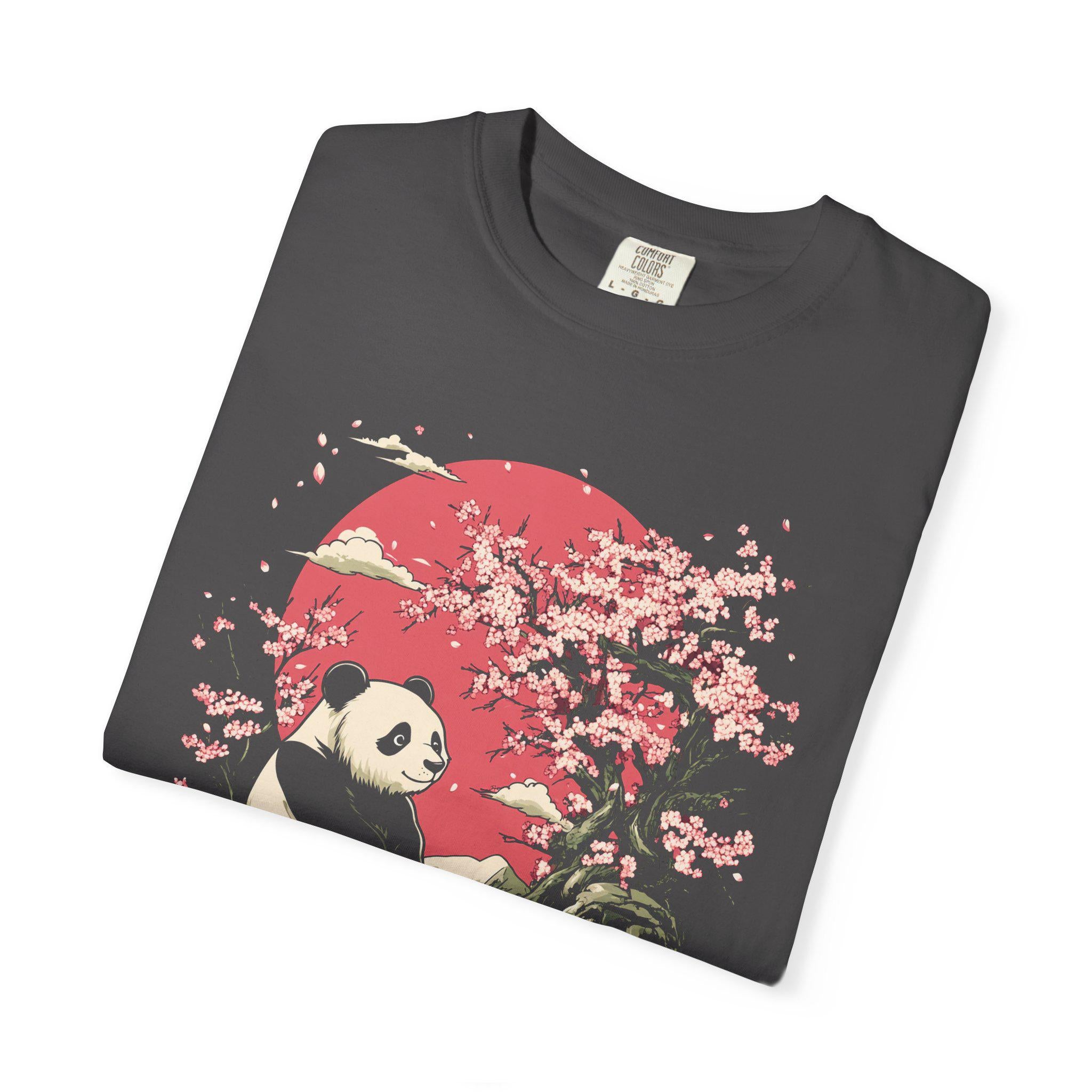 Panda Cherry Blossom T-shirt, Comfort Colors Wildflower Graphic Tee, Japanese Japandi Sakura Cottagecore Animal Womens Top