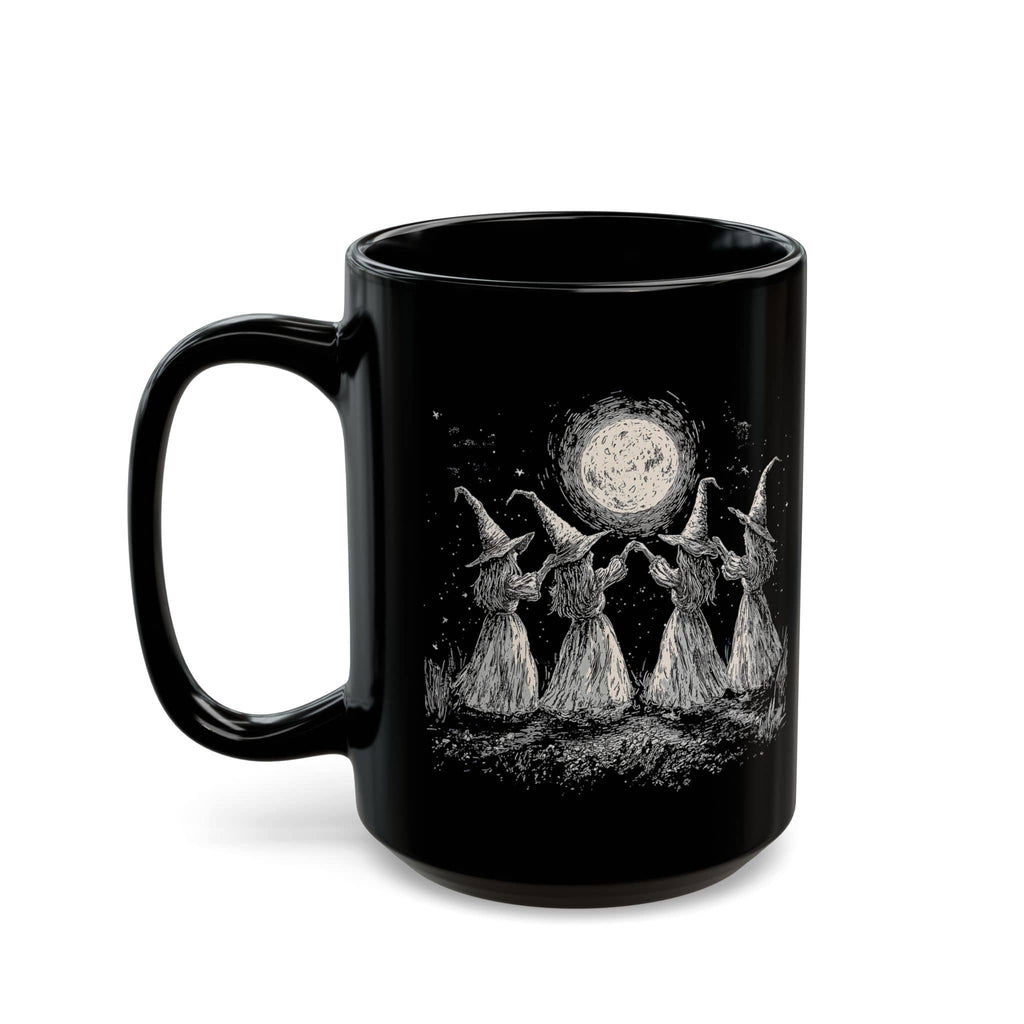 Witches Moon Dance Black Ceramic Mug