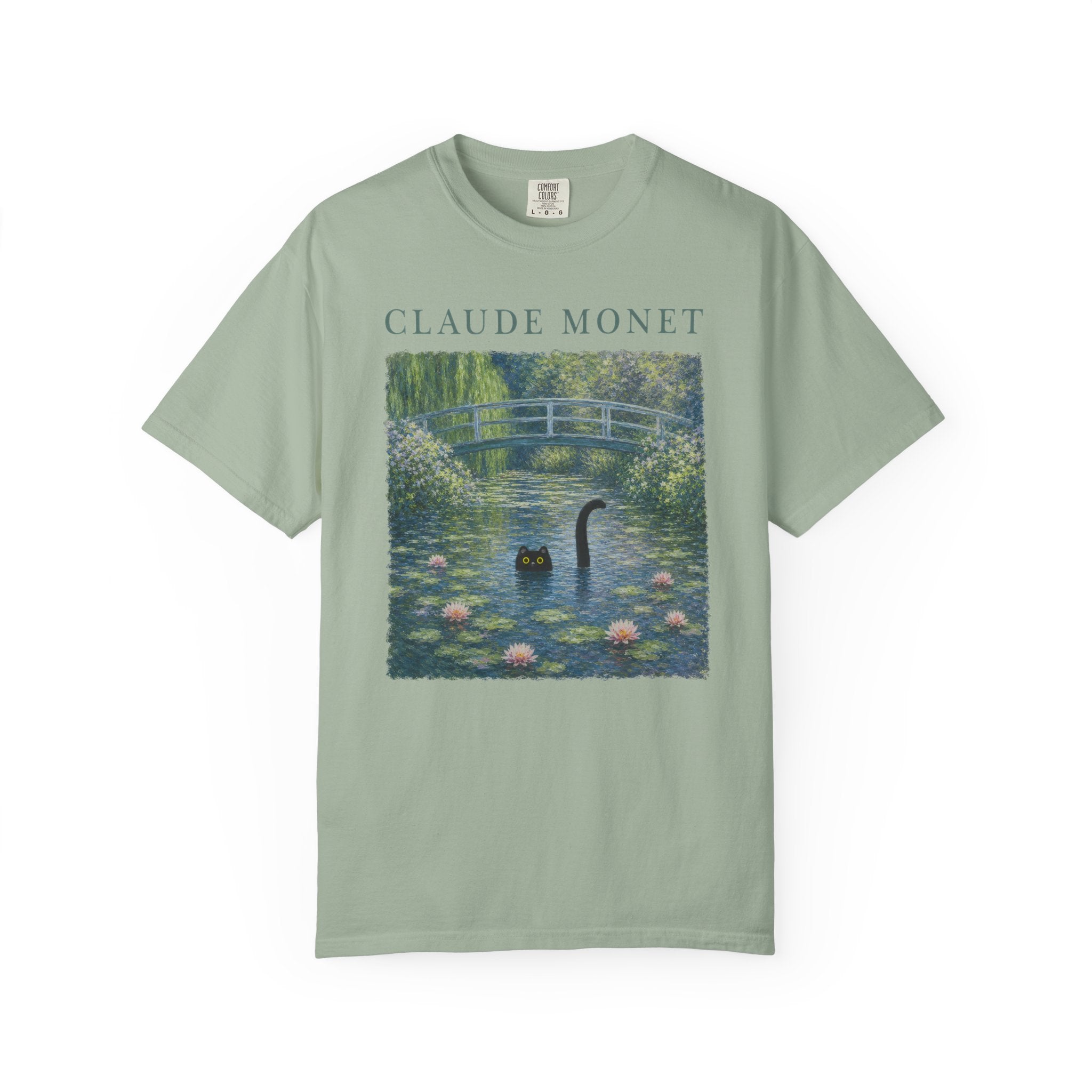 Claude Monet Inspired Black Cat T-Shirt
