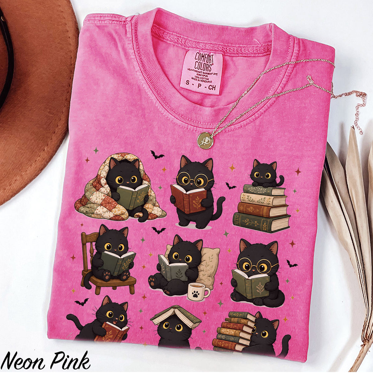 Black Cats Reading Comfort Colors T-Shirt