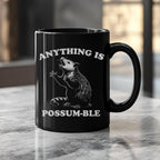 Anything is Possum-ble Black Ceramic Mug