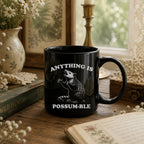 Anything is Possum-ble Black Ceramic Mug