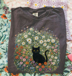 Black Cat Wildflower T-Shirt