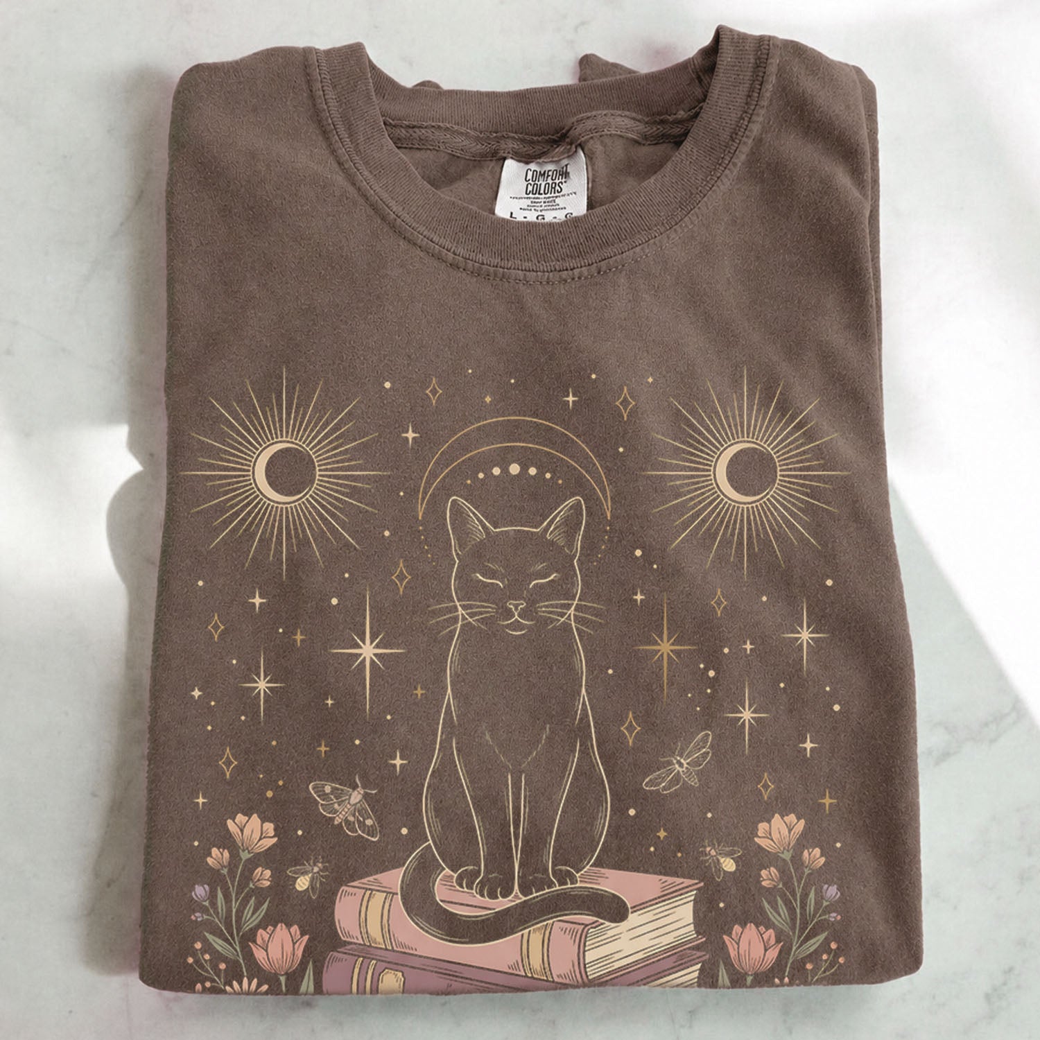 Celestial Cat on Books T-Shirt