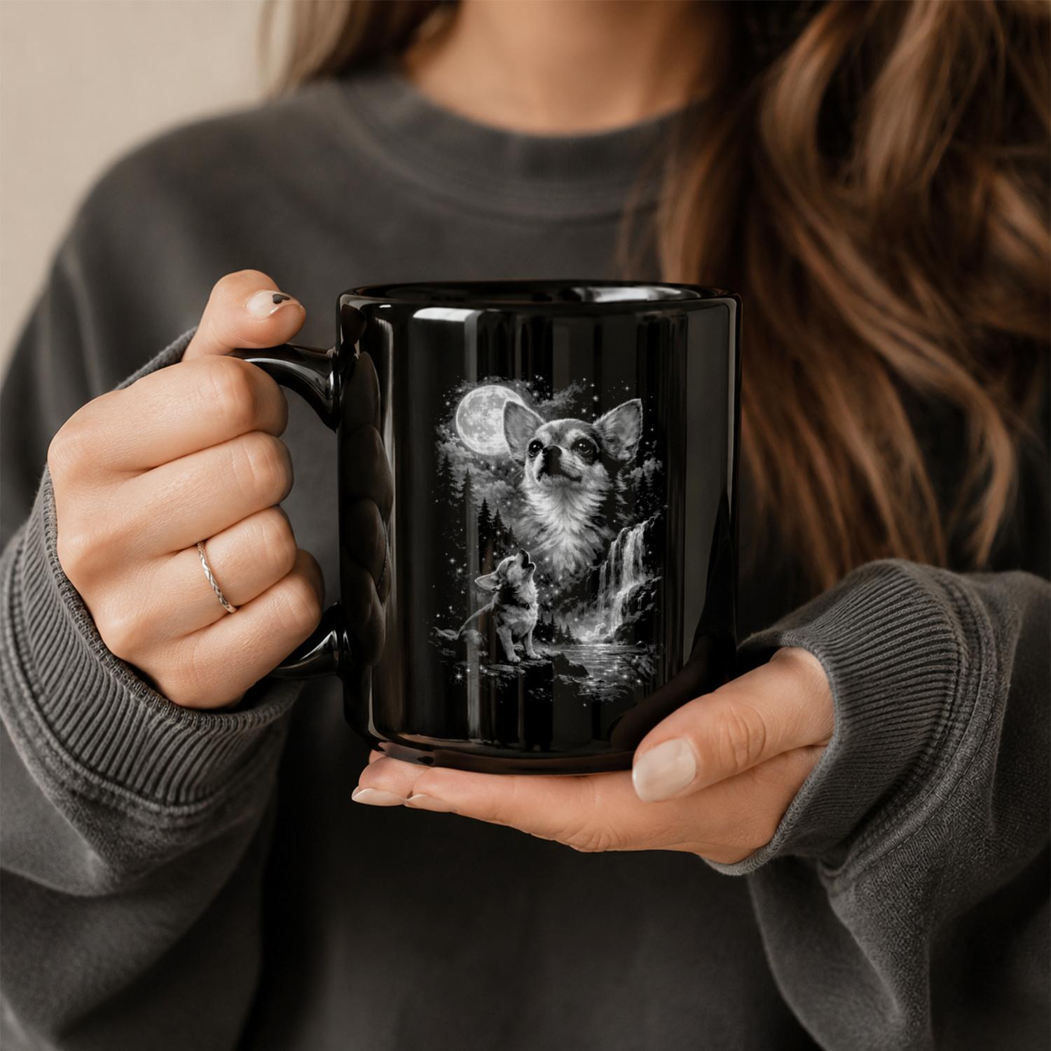 Chihuahua Dog Black Ceramic Mug
