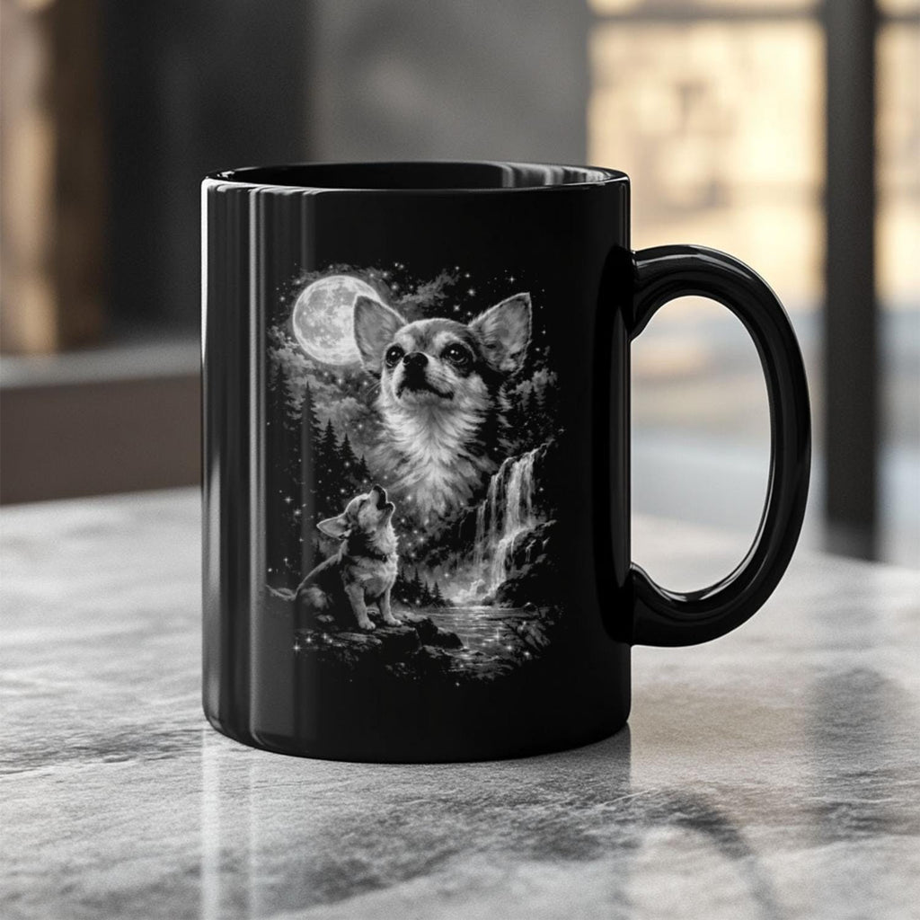 Chihuahua Dog Black Ceramic Mug