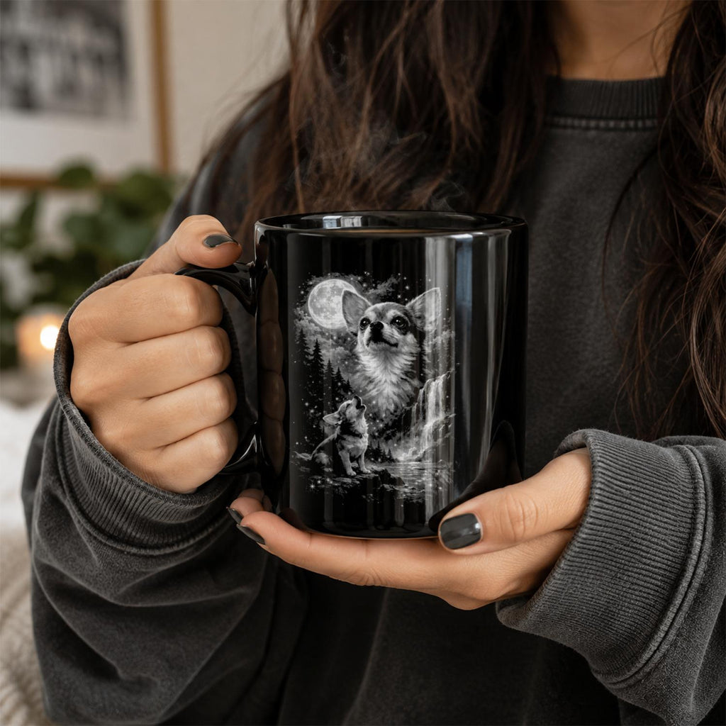Chihuahua Dog Black Ceramic Mug