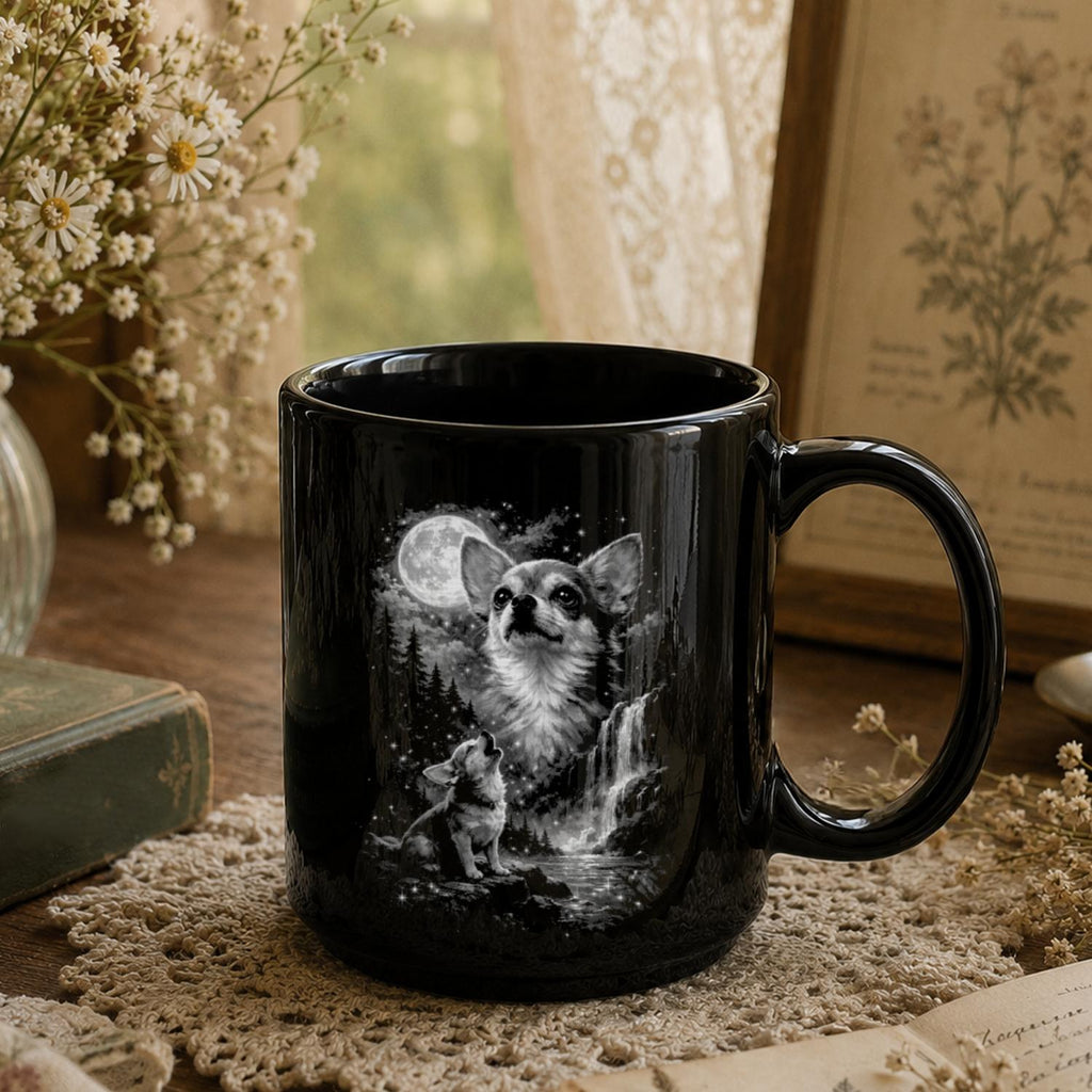 Chihuahua Dog Black Ceramic Mug