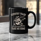 Country Toads Take Me Home Black Ceramic Mug