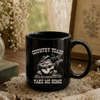 Country Toads Take Me Home Black Ceramic Mug