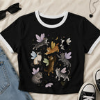 Fairy Cat Ringer Crop T-Shirt