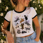Fairy Cat Ringer Crop T-Shirt