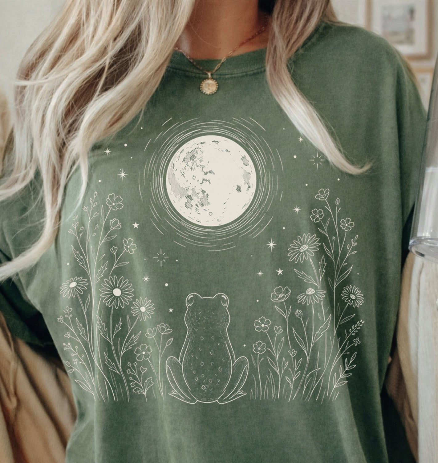 Frog Stargazing Moon T-Shirt