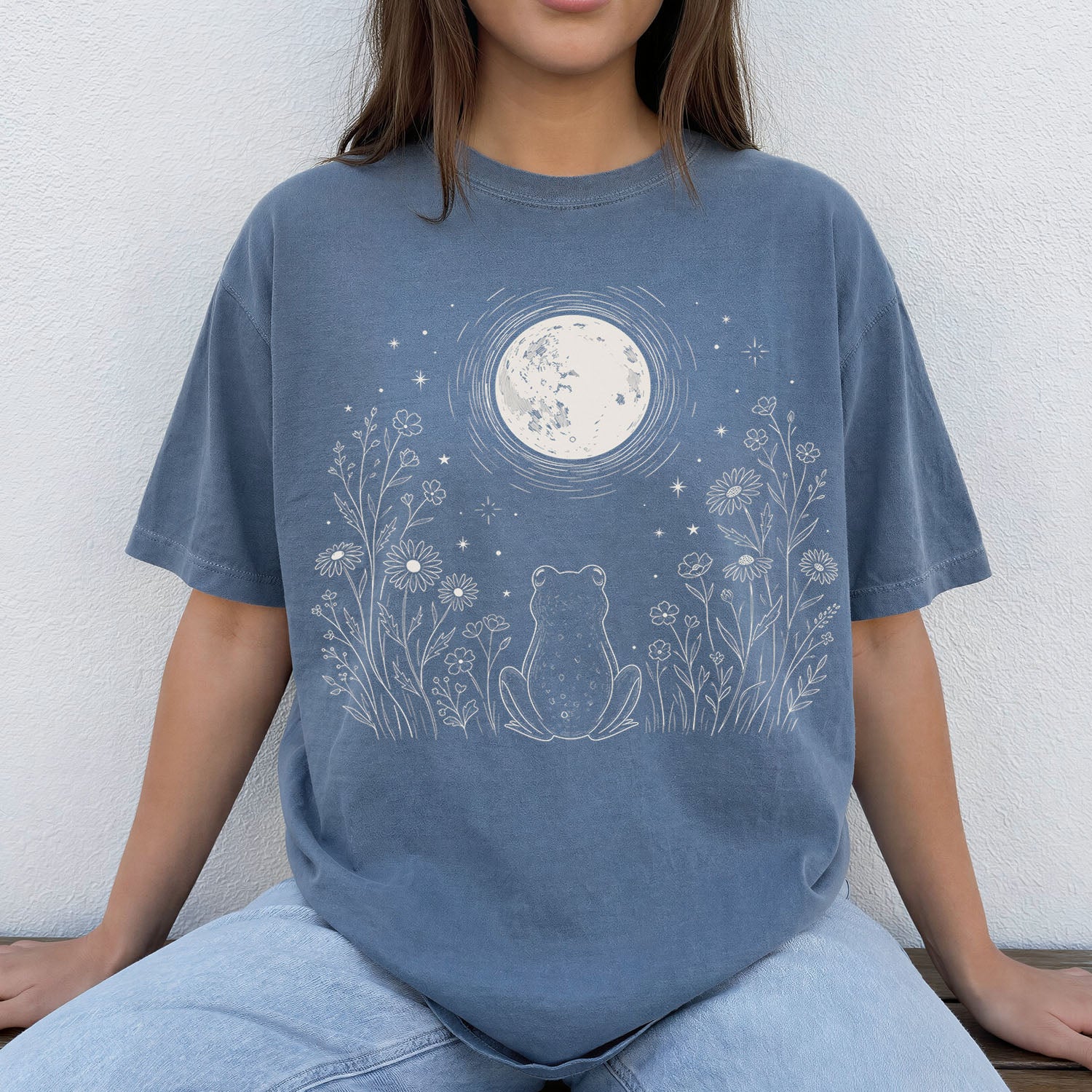 Frog Stargazing Moon T-Shirt