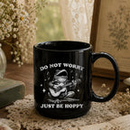 Do Not Worry Just Be Hoppy Frog Black Ceramic Mug
