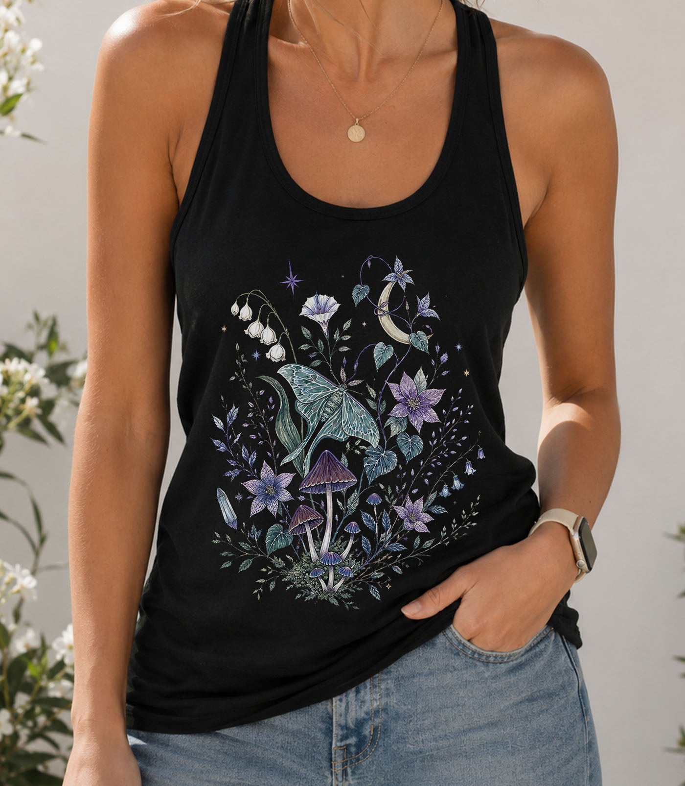 Mystical Moth Racerback Tank Top