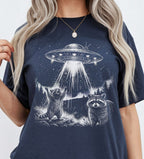 Raccoon UFO Alien Invasion T-shirt