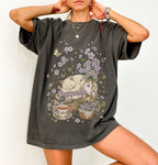 Sleeping Cat Purple Wildflower T-Shirt