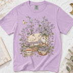 Sleeping Cat Purple Wildflower T-Shirt