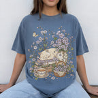 Sleeping Cat Purple Wildflower T-Shirt