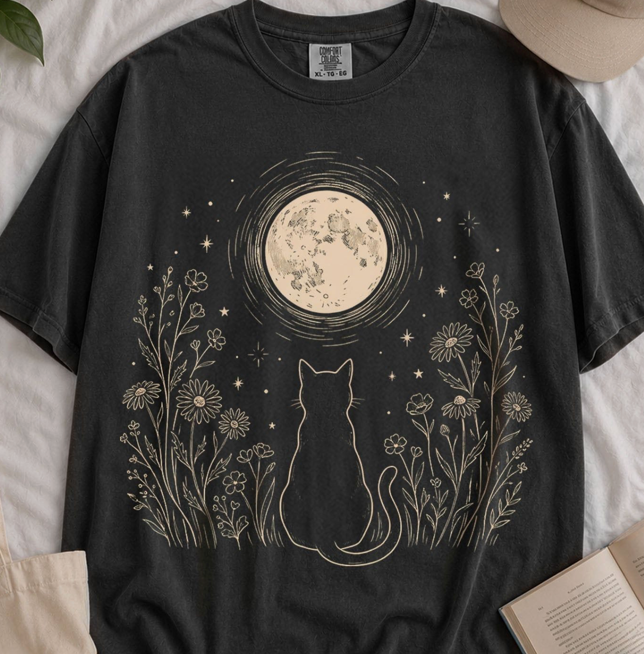 Stargazing Cat Moon T-Shirt