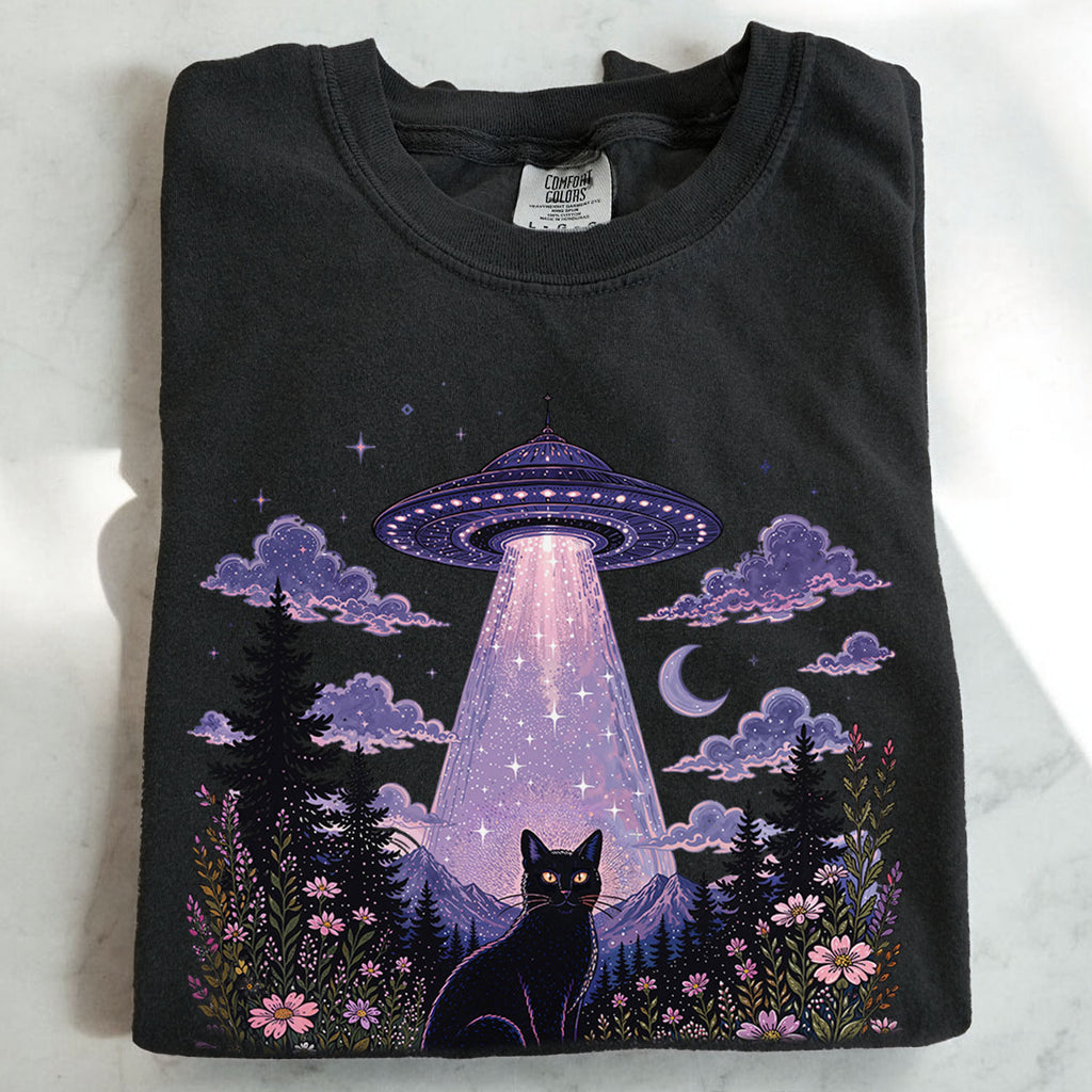 UFO Alien Abduction Cat T Shirt