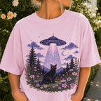 UFO Alien Abduction Cat T Shirt