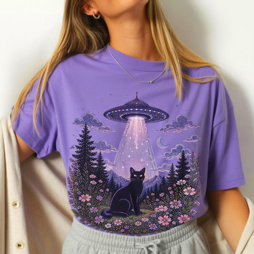 UFO Alien Abduction Cat T Shirt