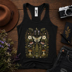 Whimsical Moth Wildflower Racerback Tank Top