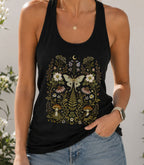 Whimsical Moth Wildflower Racerback Tank Top
