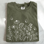 White Wildflower Sketch T-Shirt