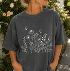 White Wildflower Sketch T-Shirt