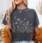White Wildflower Sketch T-Shirt