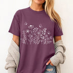 White Wildflower Sketch T-Shirt