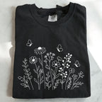 White Wildflower Sketch T-Shirt