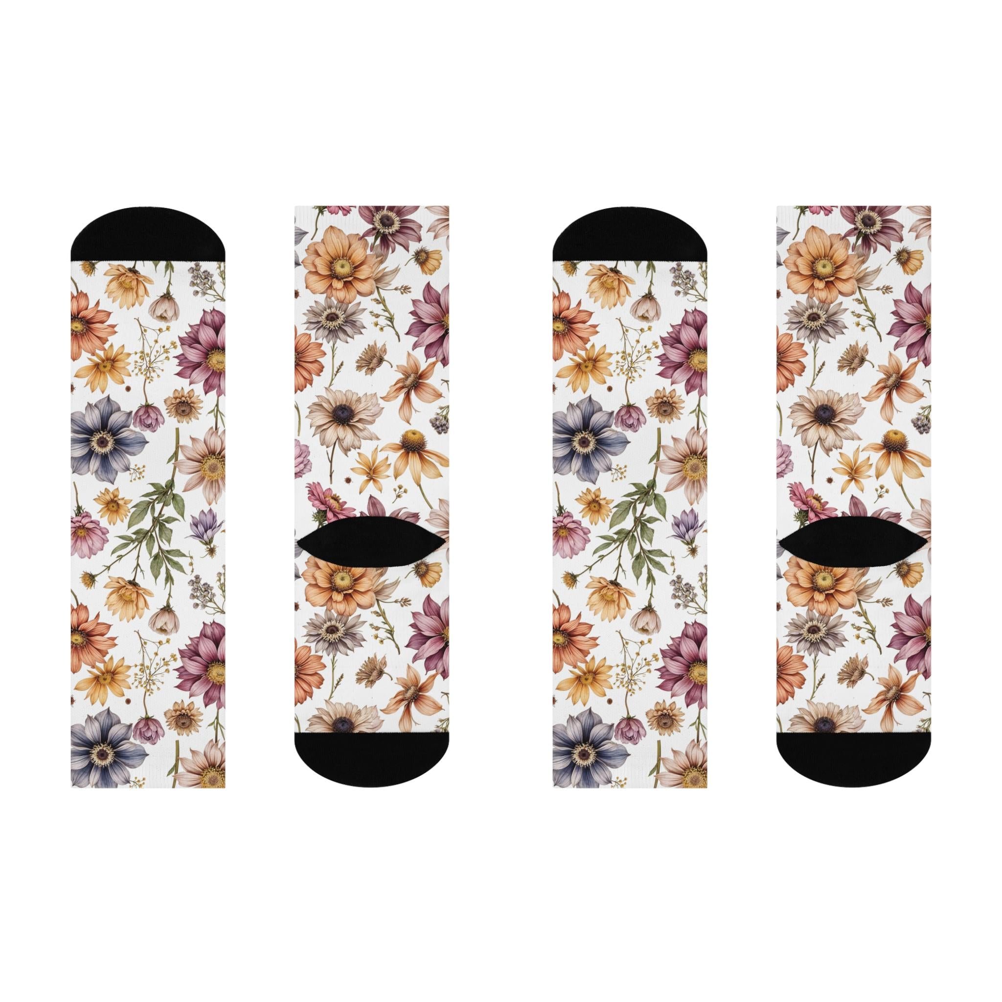 Dried Flower Socks, Wildflower Cottagecore Witchy Socks, Herbology Magic Fashion, Indie Nature Womens Adults Unisex Socks