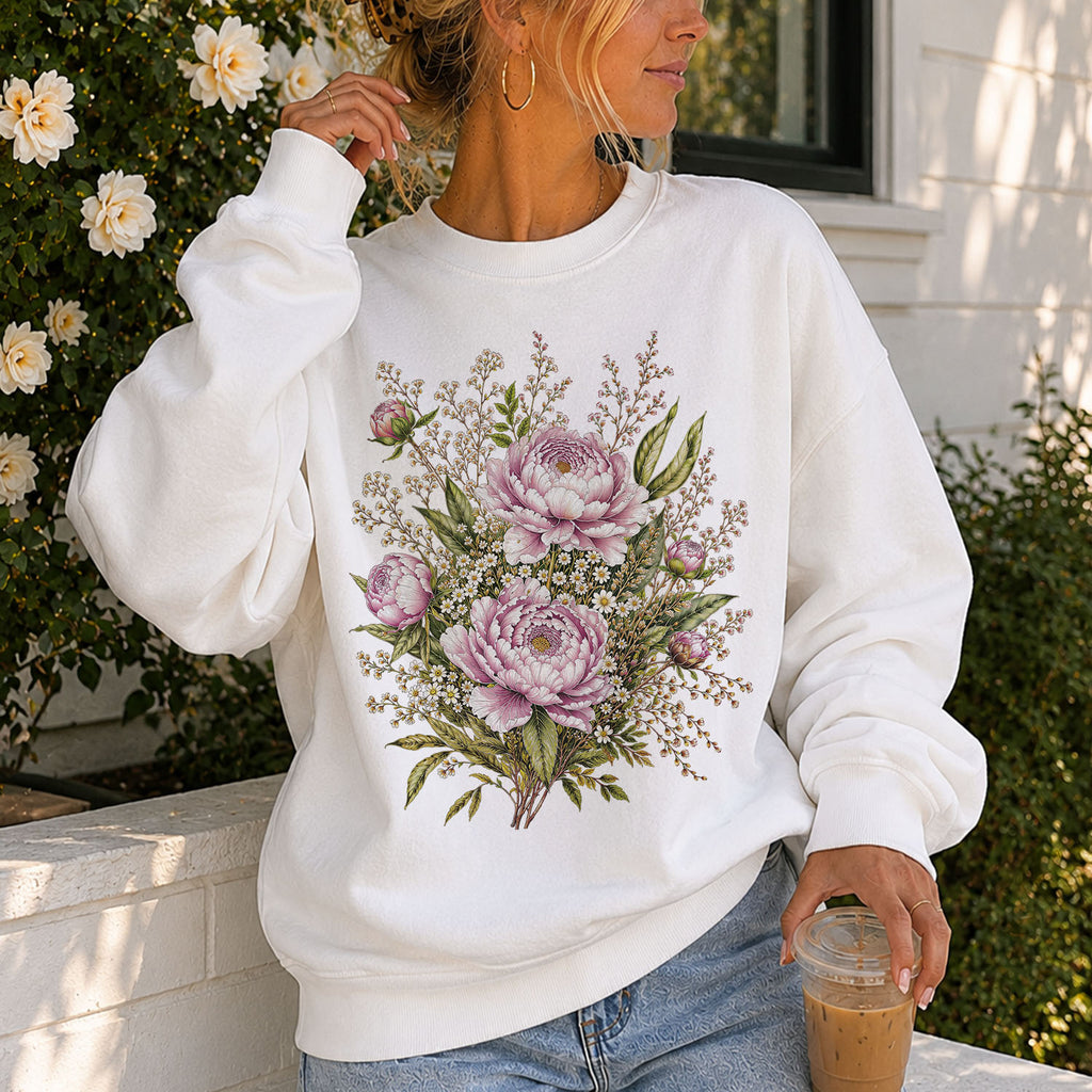 Pink Peony Floral Sweatshirt
