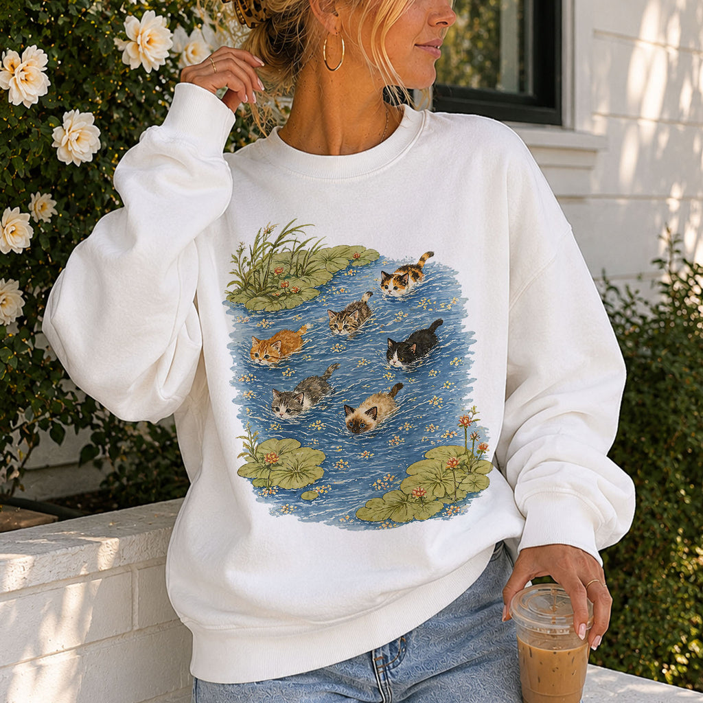 Swimming Cats in Pond Sweatshirt