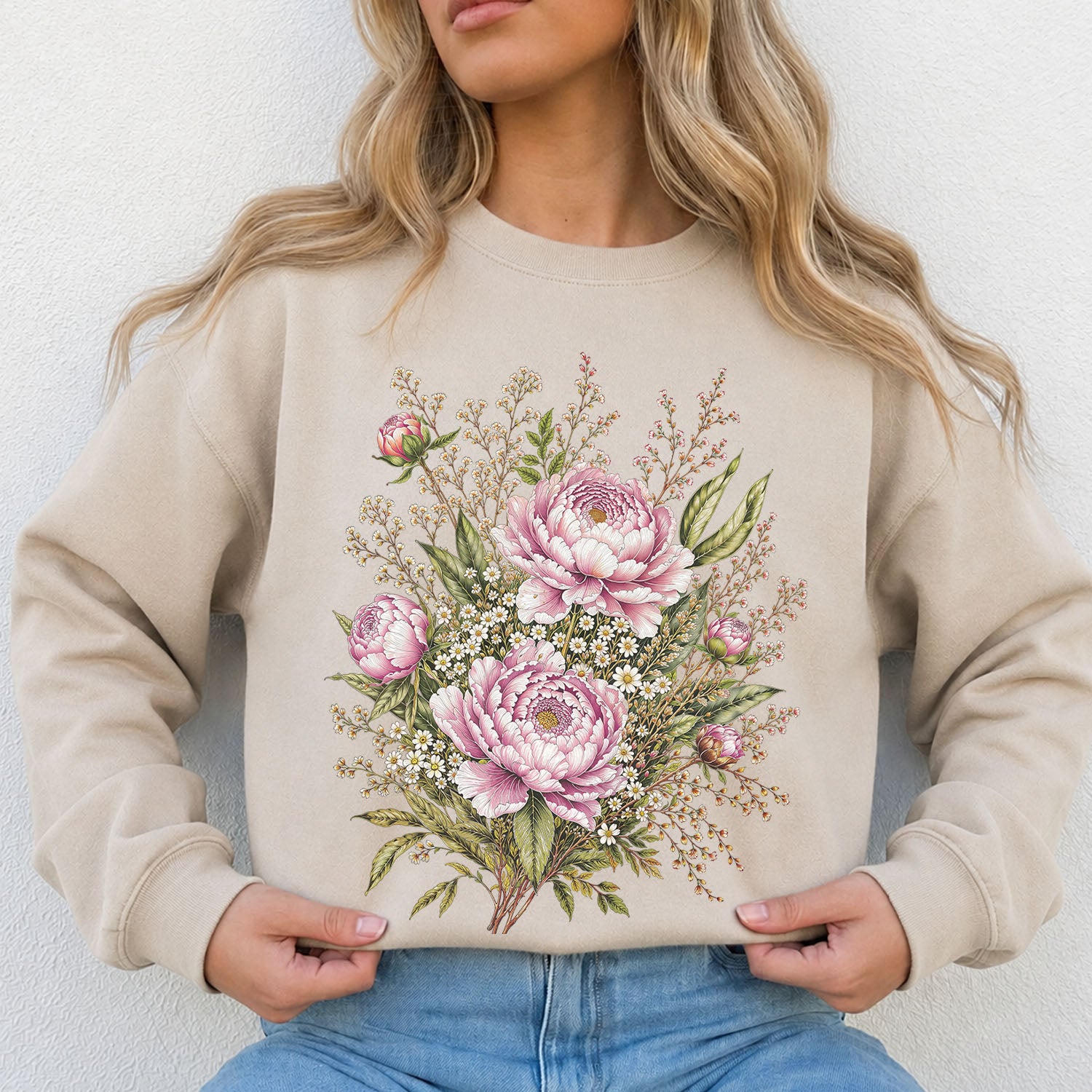 Pink Peony Floral Sweatshirt