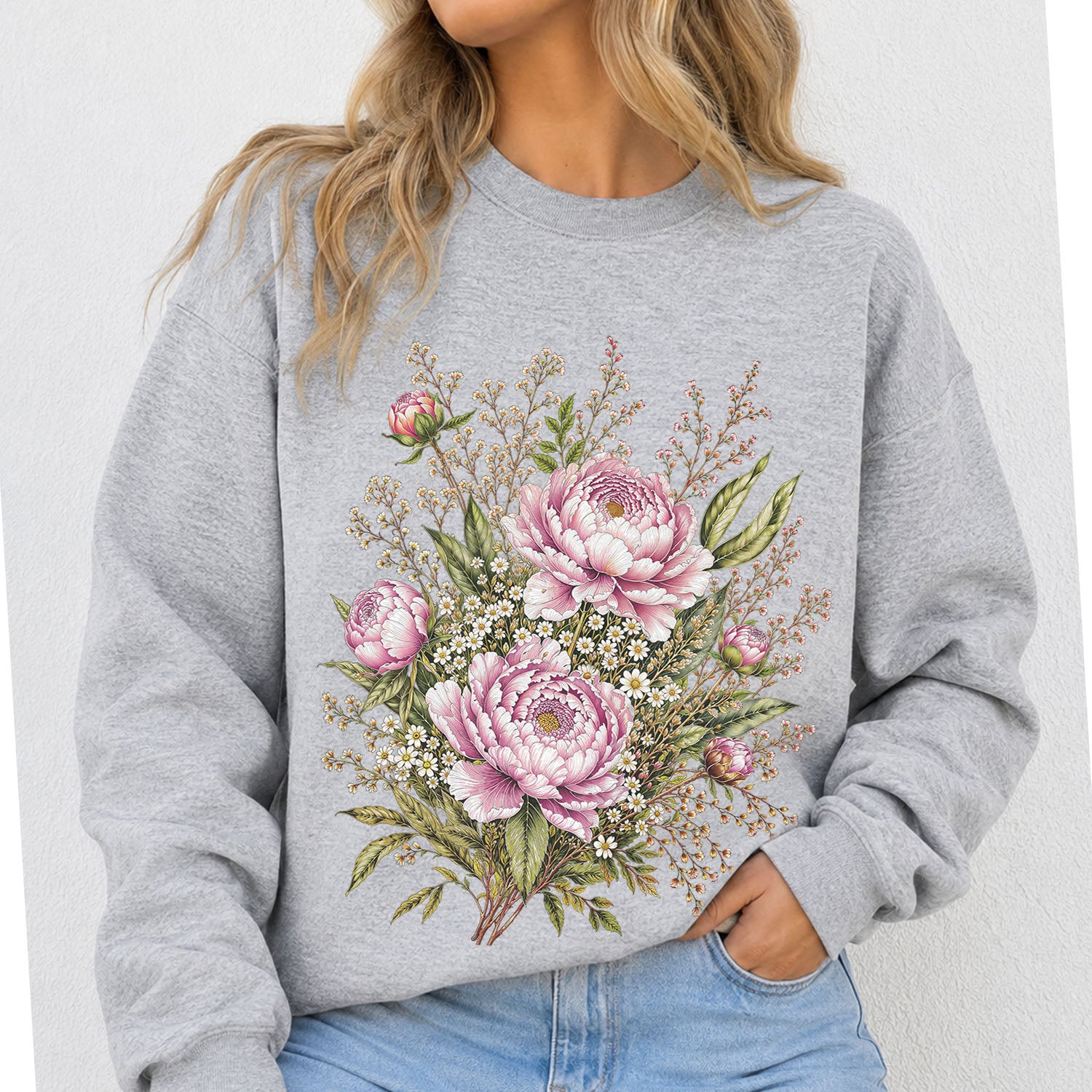 Pink Peony Floral Sweatshirt
