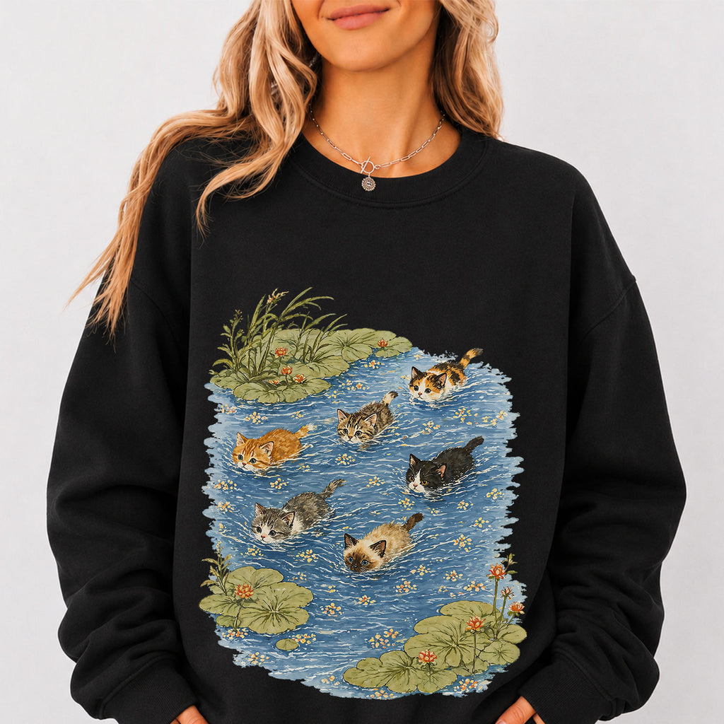 Swimming Cats in Pond Sweatshirt