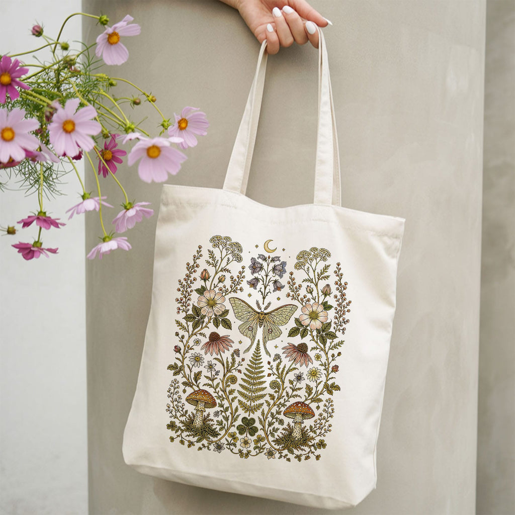 Whimsical Moth Cotton Tote Bag - Charmed and Wyld