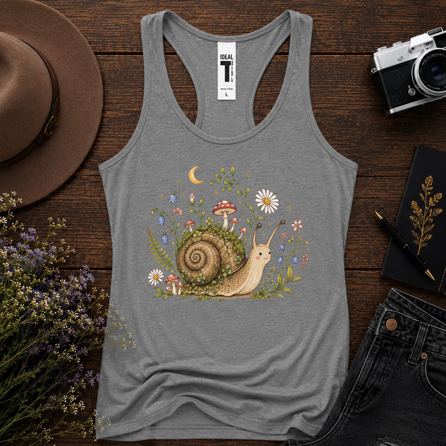 Blooming at My Own Pace Snail Racerback Tank Top