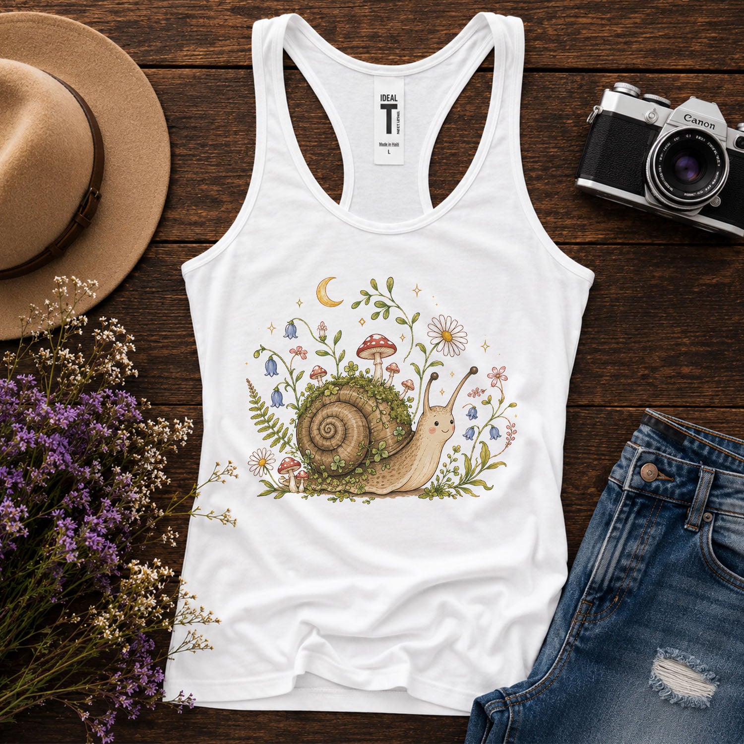 Blooming at My Own Pace Snail Racerback Tank Top