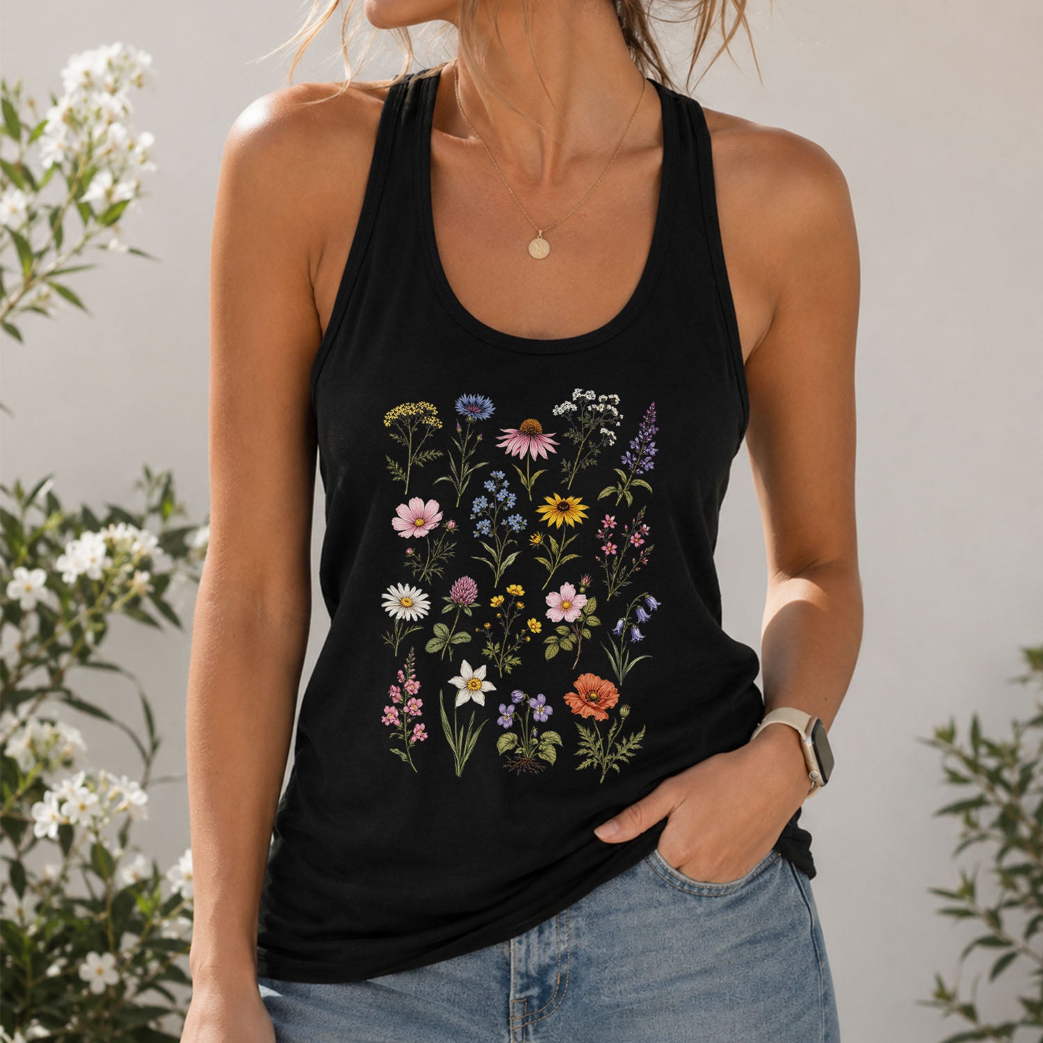 Meadow Blooms Racerback Tank Top