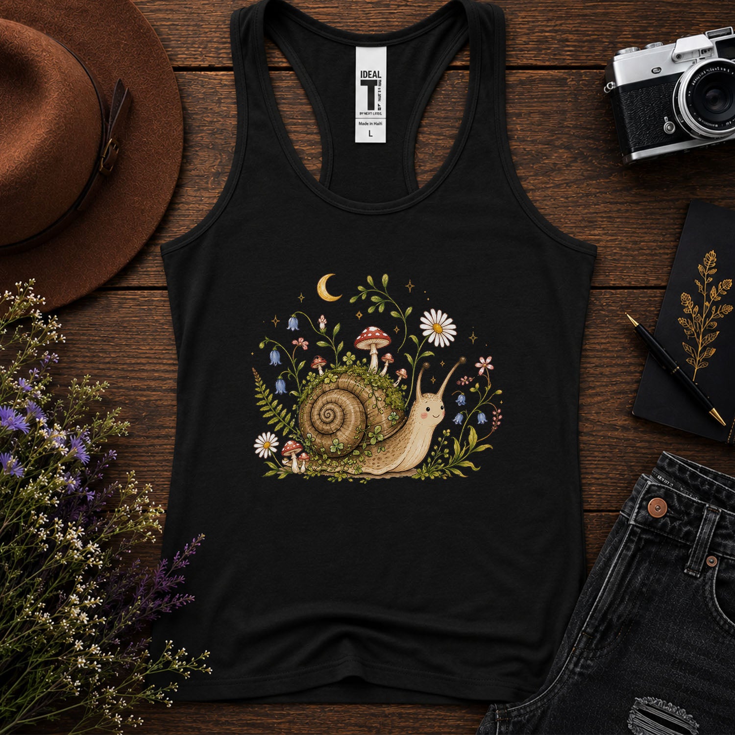 Blooming at My Own Pace Snail Racerback Tank Top