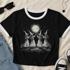 Witches Moon Dance Ringer Crop T-Shirt