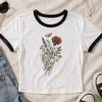 Skeleton Bouquet Ringer Crop T-Shirt